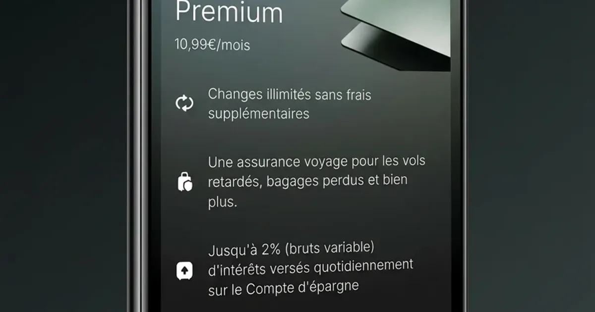 Interface de sélection de l'abonnement Premium dans Revolut